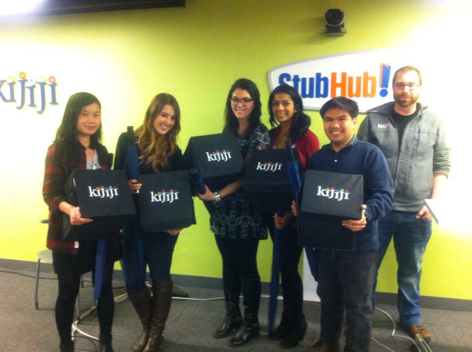 My team from the design jam with our Kijiji prize packs.