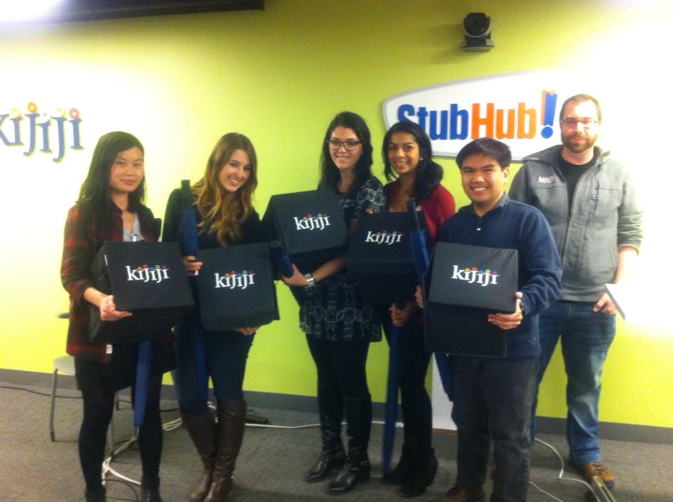 My team from the design jam with our Kijiji prize packs. 