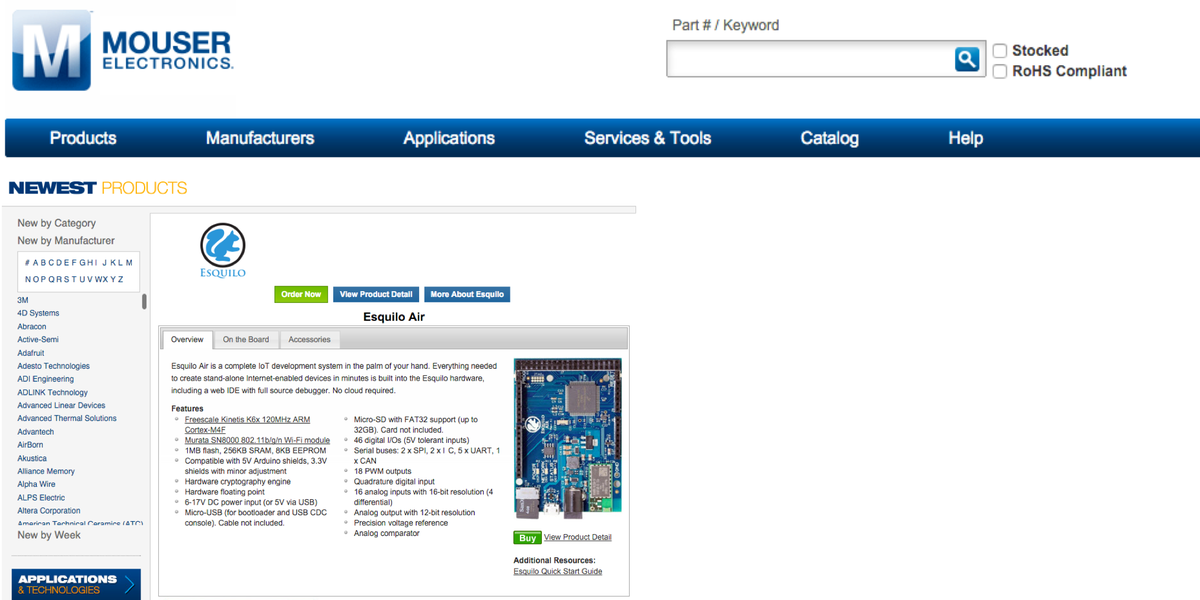 esquiloio's tweet photo. Esquilo Airs are now available at @MouserElec! Check it out for your next #IoT project: https://t.co/pv6nUZwsdL https://t.co/8UuMUZLpe8
