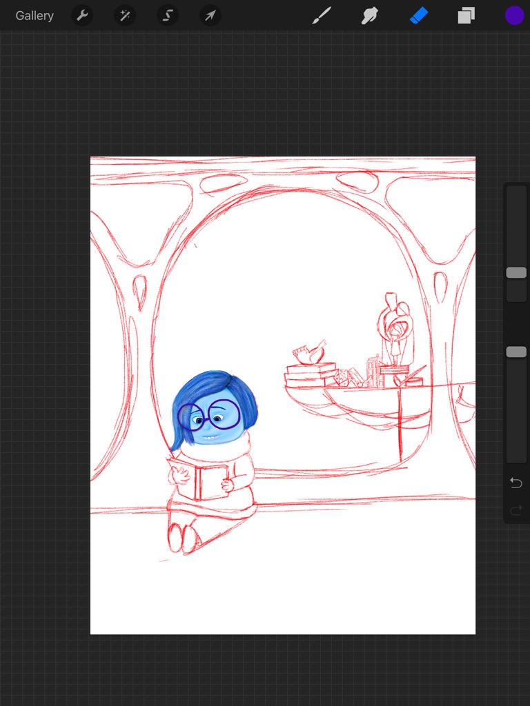 KataMartArt's tweet image. #WorkInProgress update! Going to need a break to charge my tablet. #DigitalArtProblems #InsideOut #Saddness