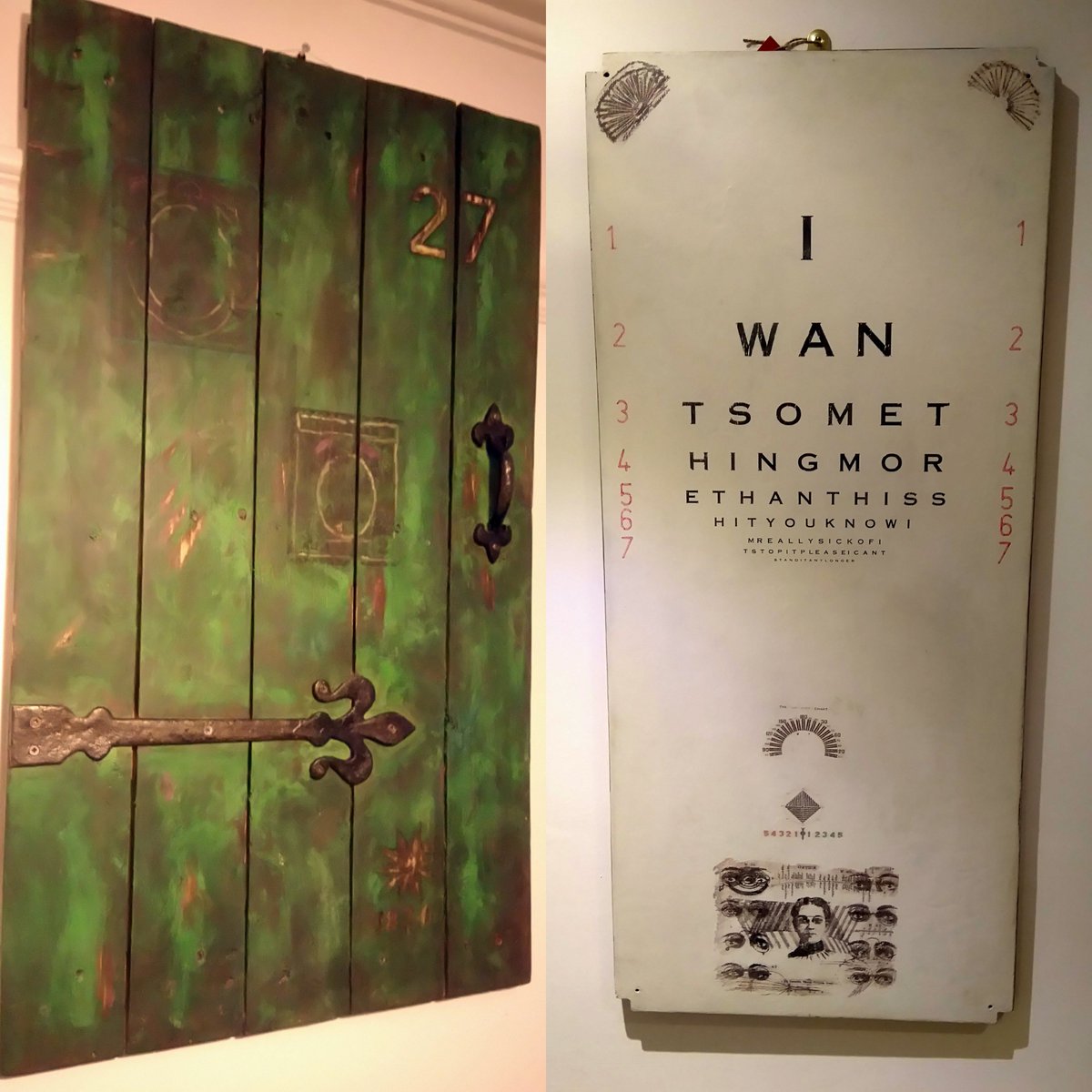 <a href="/timberlust/">Timberlust</a> two eye-catching pieces of wall art <a href="/BlightyBazaar/">Blighty Bazaar</a>. One is a laugh a blink and the other a Zanzibar door