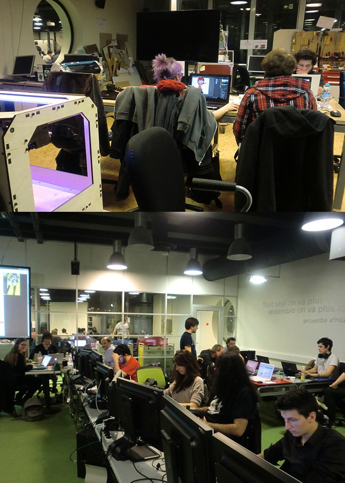 CarrNum's tweet photo. 23h32 au Carrefour numérique² de la @citedessciences ça s'anime comme en plein jour ! #GGJ16 #EscapeJam #Igamer2015 https://t.co/dhoG8zn4Tx
