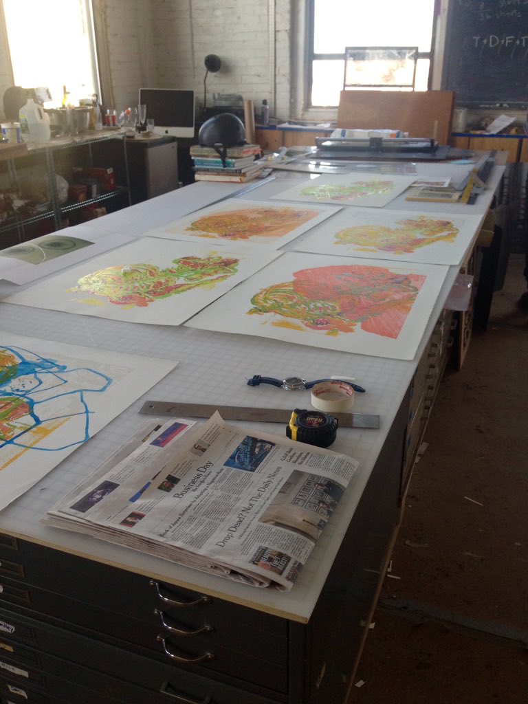 artinthelab's tweet photo. Quick stop at the studio of @rob_swainston to pick up incredible prints for our @artinthelab exhibit opening Feb 5! https://t.co/FhhkWzKCog