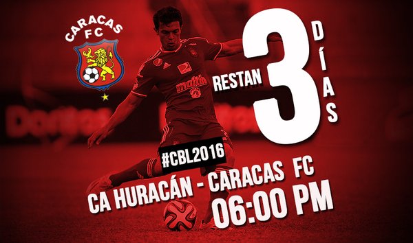 Caracas_FC's tweet photo. ¡Faltan 3 días para nuestro estreno en la Copa Bridgestone Libertadores 2016! #SomosCaracas #DaleRo https://t.co/3nMlesRWaI