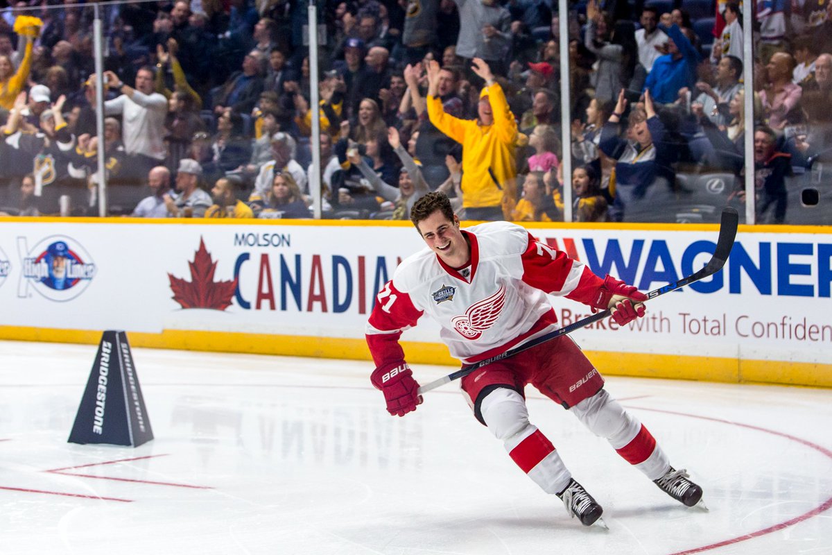 DetroitRedWings's tweet photo. That feeling when you break the #NHLAllStar fastest skater record! https://t.co/S0bRjkuGt7