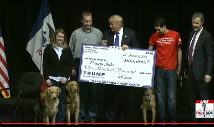 First check to Veterans from #Trump4Vets! #PuppyJakeFoundation
#IACaucus
#Trump2016
rsbn.tv/live-stream-do…