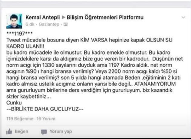 <a href="/Yusuf__Tekin/">Yusuf Tekin</a> Bu benim dersim, şükrüm...
Gereğini yapın ek atamayla lütfen.Ayaklar altından alın dersimizi
@hmzaydg