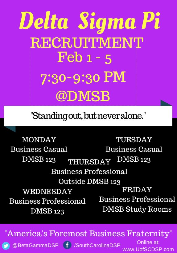 Come out to recruitment Feb. 1st-5th and find more about #WhyIDSP