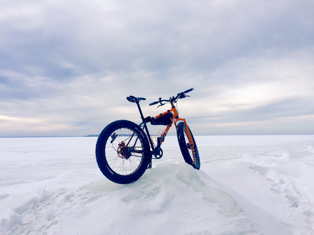 Sometimes even #fatbikes need to stop and enjoy the view. #doorcounty #biking #trailgenius