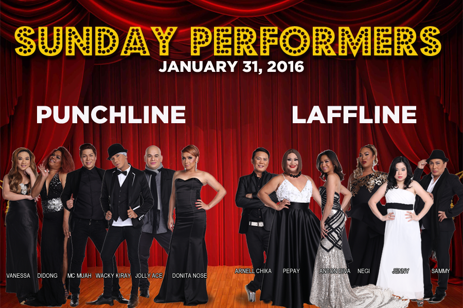 Sugod na ngayong SUNDAY sa #Punchline at #Laffline! Makisaya with the barkada kasama ang ating performers tonight!