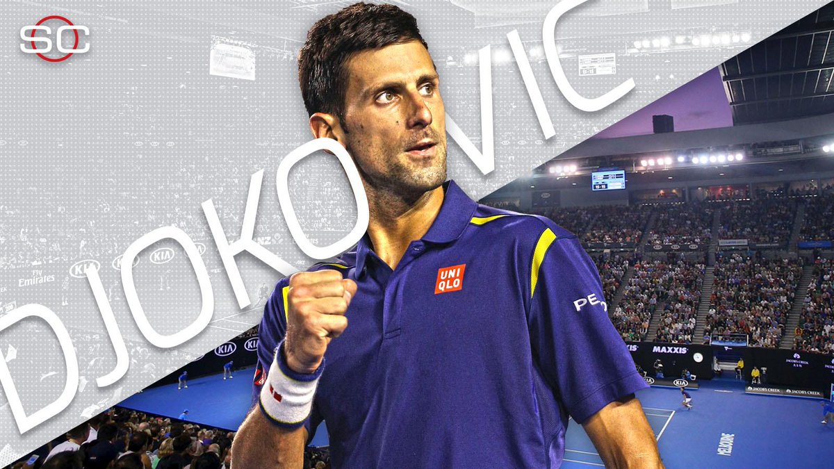 SportsCenter's tweet photo. Novak Djokovic coasts to his 6th Australian Open title in straight sets, 6-1, 7-5, 7-6, vs Andy Murray. #AusOpen https://t.co/lYqtfqcbTr