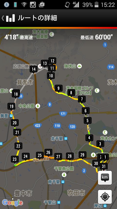 murak_'s tweet photo. 東京マラまであと4w。ゆっくり31キロ走。
万博外周→勝尾寺→五号線→四号線→箕面滝→千里中央→万博外周　のﾗｳﾝﾄﾞｺｰｽ。 https://t.co/1f1txE1pxq