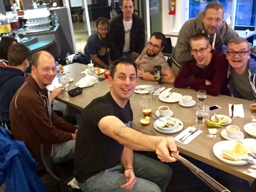 jmikola's tweet image. One last breakfast selfie with the #phpbnl16 crew