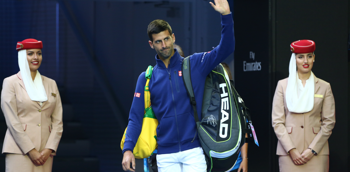 emirates's tweet photo. Hello Tennis. The world is set for an epic final. #AusOpen #Djokovic #EmiratesCheckIn https://t.co/VtLk6KAwJb