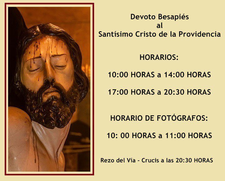 RealHdadServita's tweet photo. Hoy, Besapiés al Santísimo Cristo de la Providencia https://t.co/uHSVPTlrT0