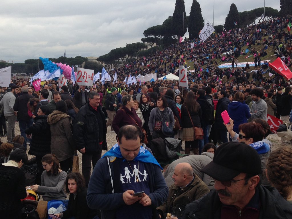 VeritaNondiModa's tweet photo. Una parete umana che grida #stopcirinnà #FamilyDay https://t.co/3u3WfbRAeC