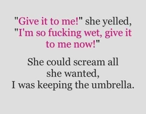 ErDejlig's tweet photo. Lmao! Always keep the umbrella 😉 #sofunny #typicalboyfriends #lol https://t.co/Q6H4UaCdTL