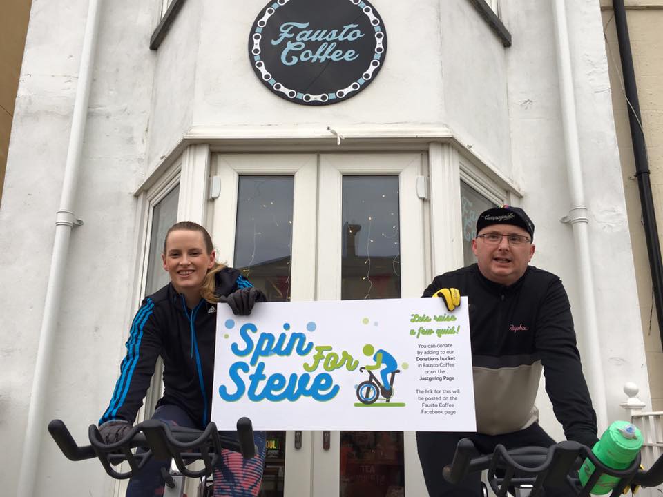 faustocoffee's tweet photo. It's Day 3 of #spinforsteve Mick & Rachel got us underway this morning! #wakeupsteve #raphaman #faustocoffee #ssvcc https://t.co/OzSNPNWFAw
