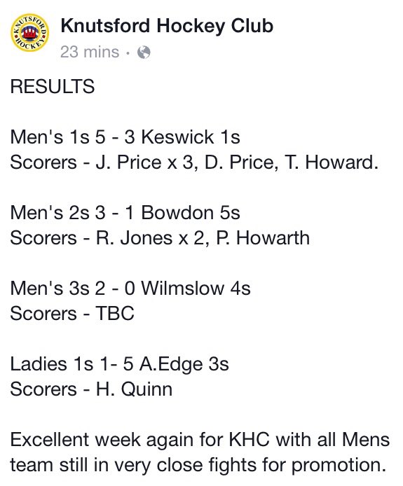 RESULTS - Another great week for Knutsford
