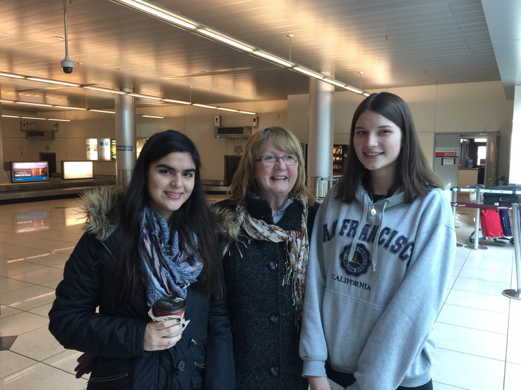 Welcome to Nora from Germany. Camila and host mom, Wanda, greeted Nora at the airport.  #NISEPCanada