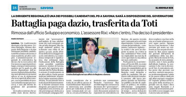 Continuano le epurazioni della Giunta Toti...