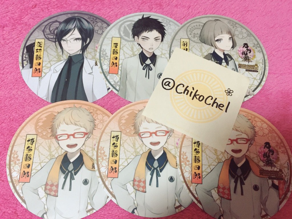 ChikoChel's tweet photo. @turav_bot 
【譲渡】刀剣乱舞 とうらぶ
アニカフェ 内番 コースター
《譲》薬研、厚、前田、博多
《求》1枚￥300円+送料
横一列3枚1セットのお譲り、上段のみ不可ですが宜しくお願いします。 https://t.co/T4Kj6pEXzl