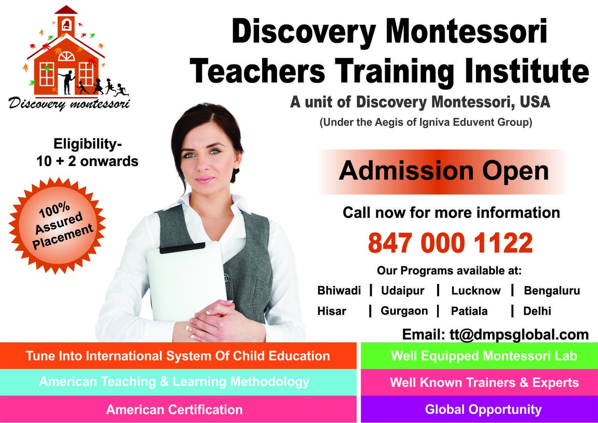 dmpsglobal's tweet photo. US Certified Montessori Teacher Training Program with 100% Assured Placement.
Call at +91-847-0000-1122
#Preschool https://t.co/i0cHkXoE91