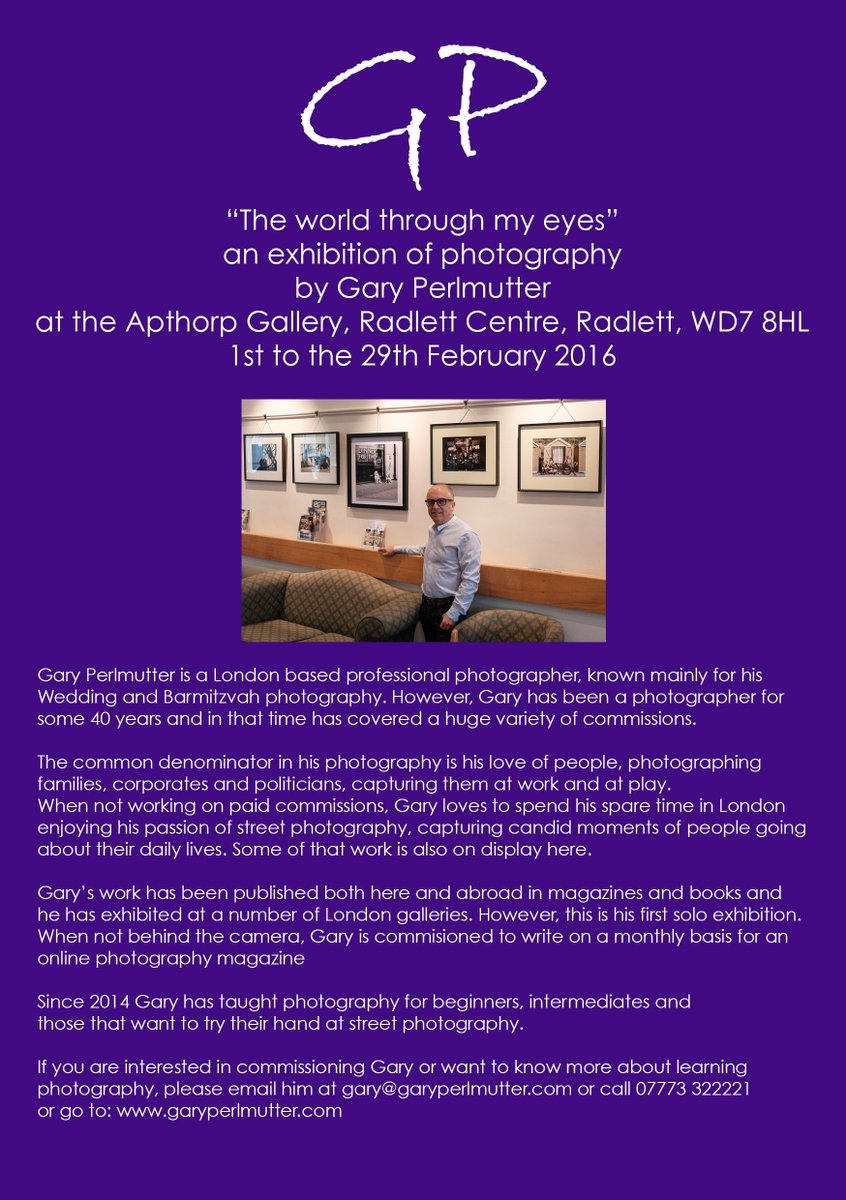 Delighted to be holding my 1st solo photo exhibition at the <a href="/RadlettCentre/">The Radlett Centre</a> during February! #photography #art
