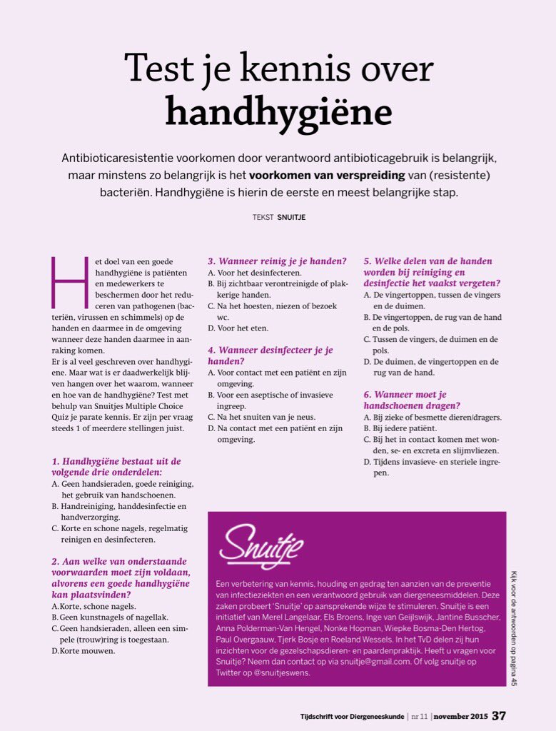 Eerder verscheen: handhygiëne.  
Besmettelijke ziekten en jouw bijdrage in de verspreiding.

knmvd.nl/media/default.…