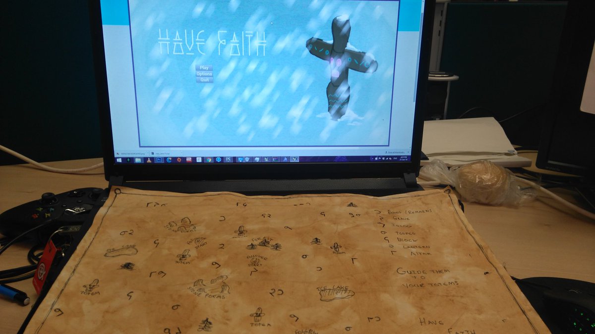 Tinfoilface's tweet photo. Come play Have Faith, two player, quite tricky, fun to watch! Highscore of 3 totems so far! #GGJ16 #AGLJam https://t.co/iFtBSQlUHv
