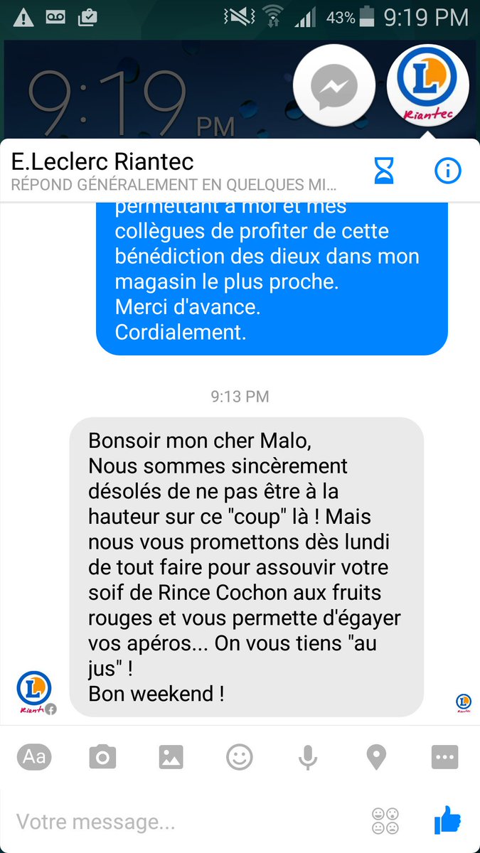 lecorrenichon's tweet photo. Je félicite le service client du Leclerc Riantec 😌👏 https://t.co/Z0L4GQ01df