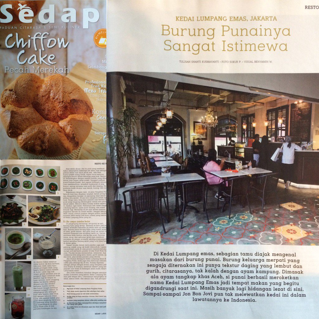 Lumpang Emas got an Excellent report and review from Sedap magazine.