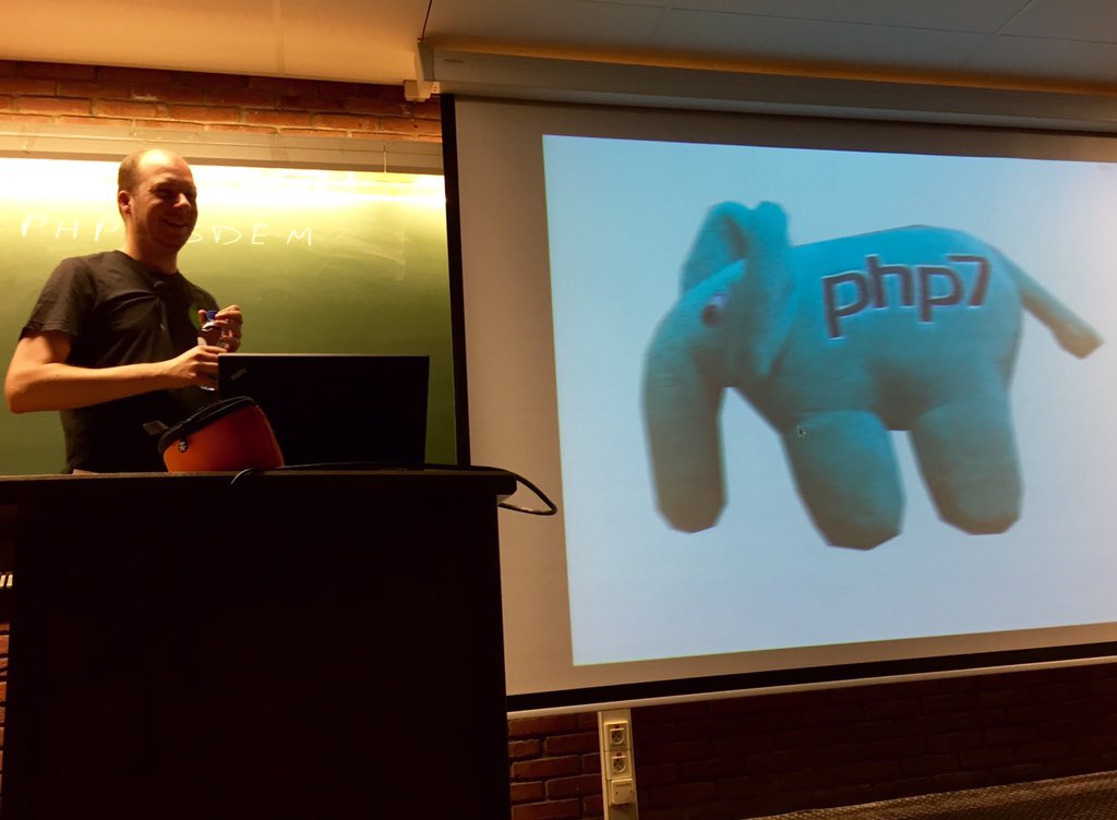 jmikola's tweet image. OH @derickr: &quot;#PHP7 is so fast that the elePHPant gets blurry&quot; #phpfosdem