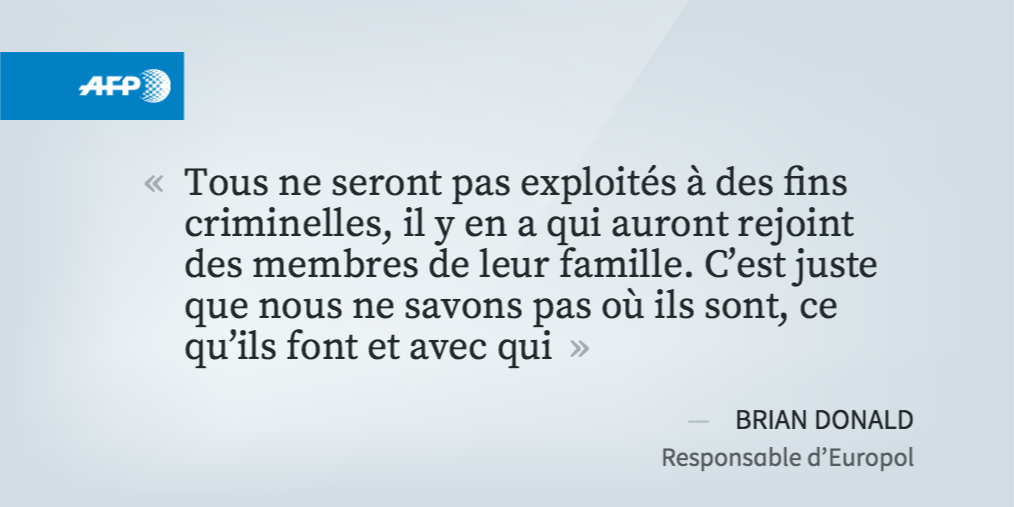 afpfr's tweet photo. Plus de 10.000 enfants migrants portés disparus, selon Europol https://t.co/jW1LtyYVuM par @nicodelaunay #AFP https://t.co/wS8n3vK0df