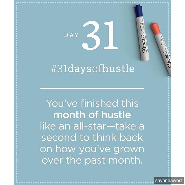 savannawest21's tweet photo. Time to celebrate! 🎉🎉🎉 We've reached the last day of #31DaysofHustle ! Think about which habits you might like to c https://t.co/gIvblB8AaP
