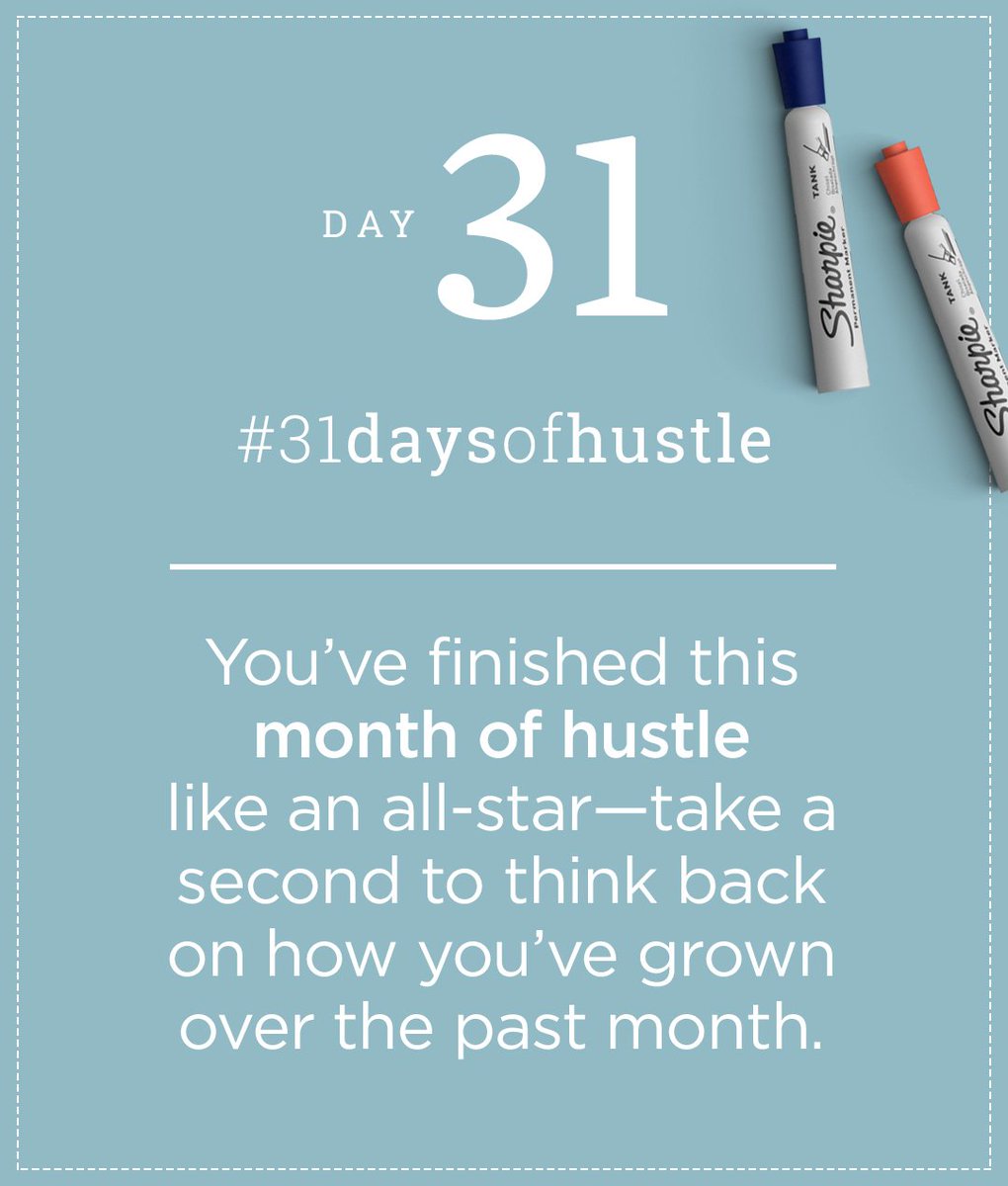 createcultivate's tweet photo. Congrats—it's the LAST day of #31DaysofHustle! Think about how you've grown, and which habits you'll continue. https://t.co/KghH95JaKb