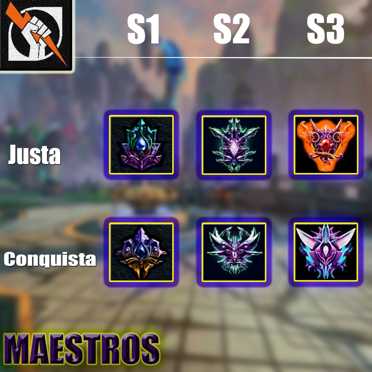 SmitePunch's tweet photo. Iconos de todas las season de la categoría "MAESTROS" https://t.co/oytE5srIvN