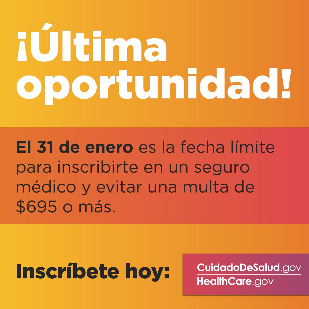 SaludDLaMujer's tweet photo. ¡ÚLTIMO DÍA! Inscríbete ya al seguro para 2016 en https://t.co/Z9eyc9YLyA. #Asegúrate https://t.co/WjQXuAgqzk