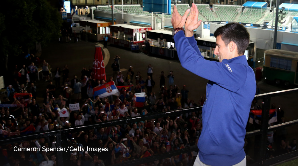 nytimes's tweet photo. Fans love Novak Djokovic, the Australian Open champ. "Nole's like a god in Serbia." https://t.co/W6tF8epzZq https://t.co/4udMnTQwM2