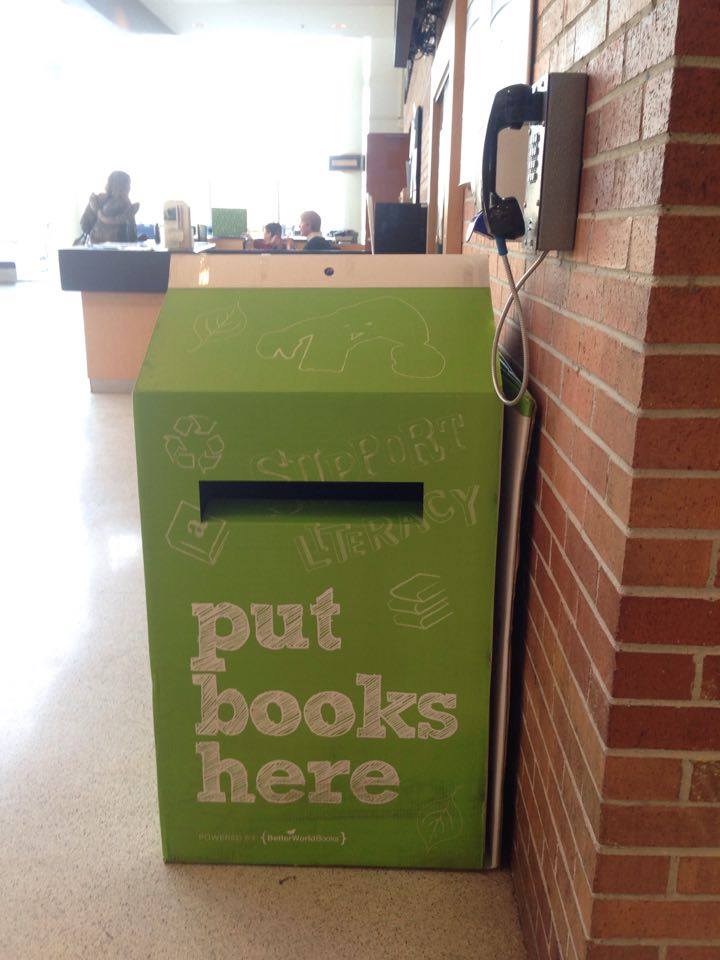 We're holding a book drive with Better World Books until the end of March. The box is located by the CAW Info Desk.