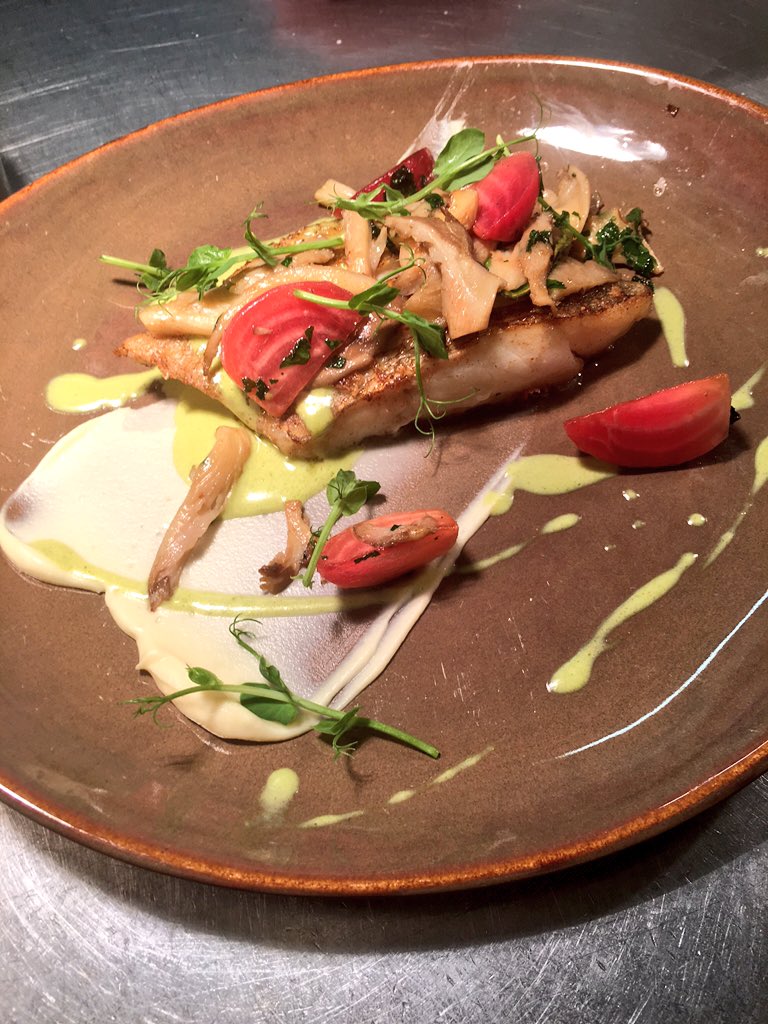 theprochefonial's tweet image. Cod, beets, oyster mushroom. Tarragon.