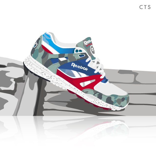 SneakerConcept_'s tweet photo. They're out. @ReebokClassics #Ventilator x @ABathingApeUS x @mitasneakers #thisISclassic #thisISventilator illus. https://t.co/m6steAaJ6I