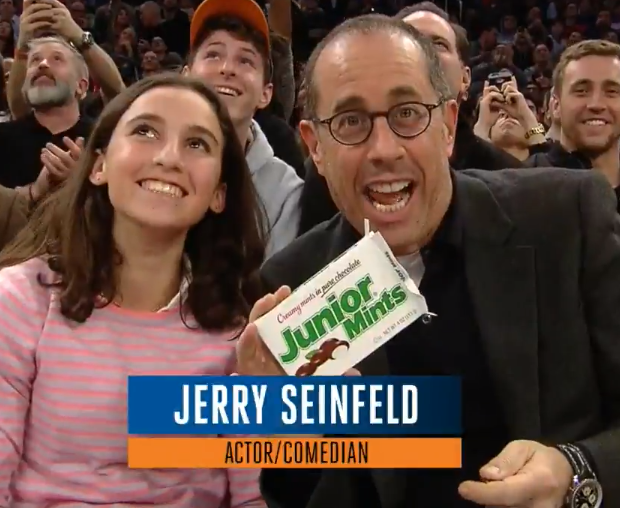 Seinfeld at MSG eating Junior Mints. Jared Wade Scoopnest