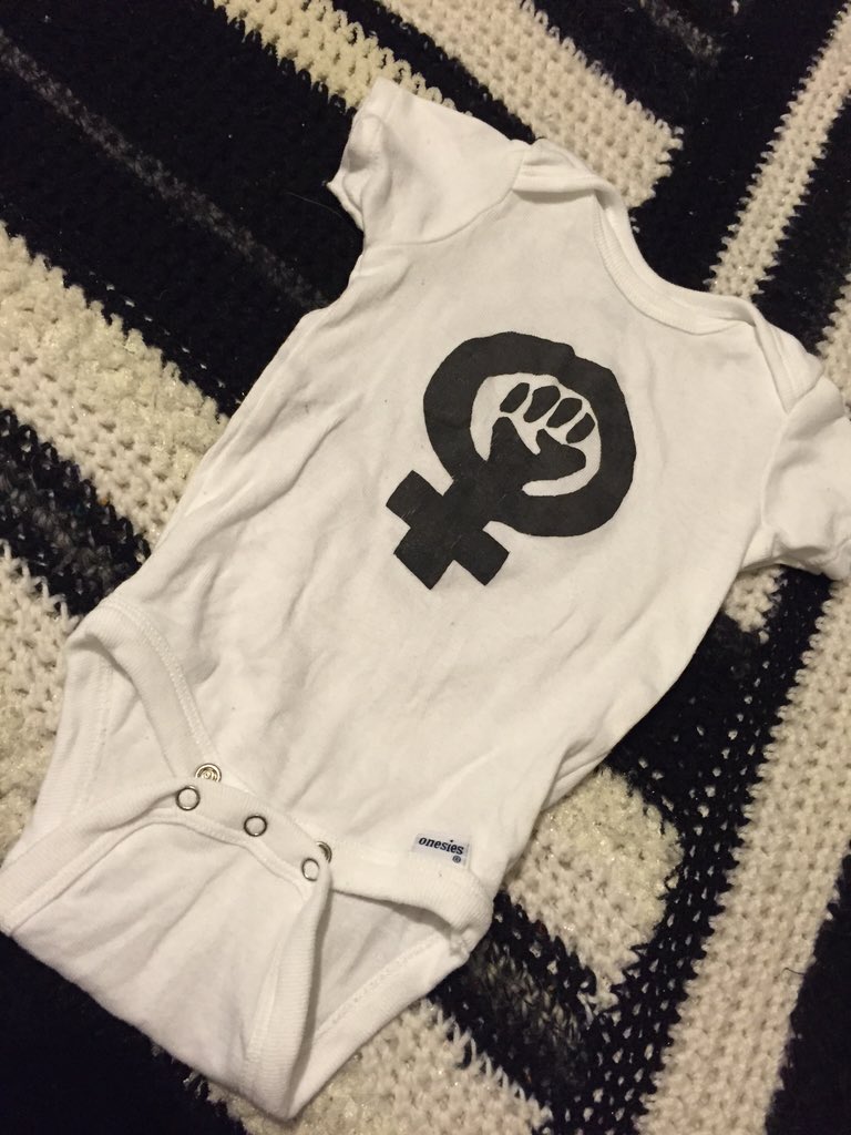 JesseBenn's tweet photo. New onesie for Daavi from Grandpop.

#RadicalFeministBaby https://t.co/AiaB6YzXNu