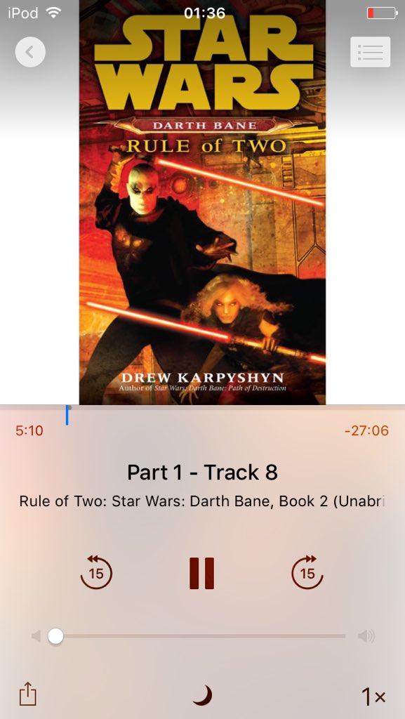 TiefighterTV's tweet photo. Throughly enjoying #StarWars #darthbane #ruleoftwo #audiobook https://t.co/kiqFssRU9h