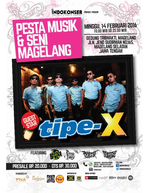 <a href="/Blonde_Family/">Coming Soon</a> Pentas Musik&amp;Seni Magelang w/Tipe-X 14 Februari 2016. Ticket RSVP : <a href="/konserindoku/">indokonser</a>