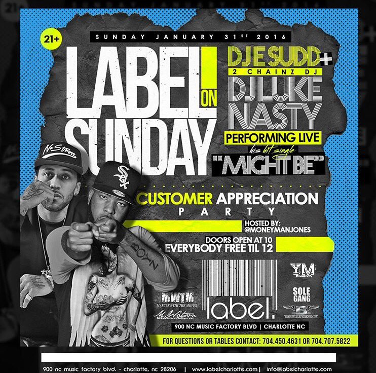 LotusLoungeGSO's tweet photo. 2NITE 2NITE #LabelOnSundays @LABELCharlotte with @djlukenastyy X @djesudd LIVE EVERYBODY FREE TIL 12‼️‼️ #CHARLOTTE https://t.co/e6aRGV1oLP