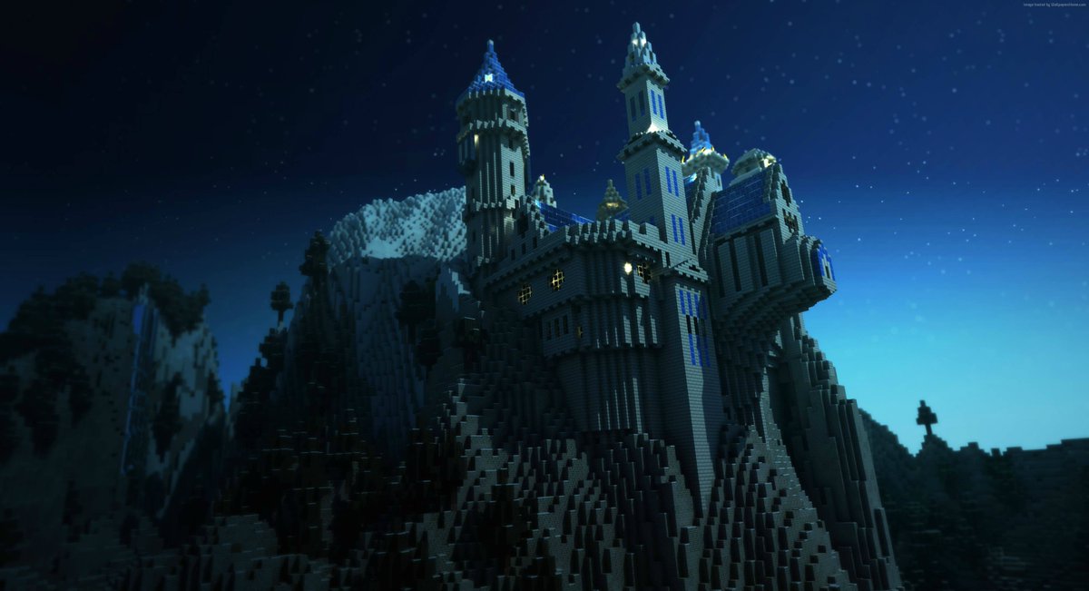 TerrazenGaming's tweet photo. WOW cool night MINECRAFT castle!! https://t.co/xPYwVNlfFF
