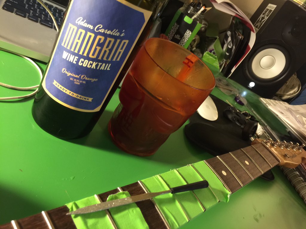 #mangriamoment <a href="/LynetteCarolla/">Lynette Carolla</a>  fret dressing a guitar...