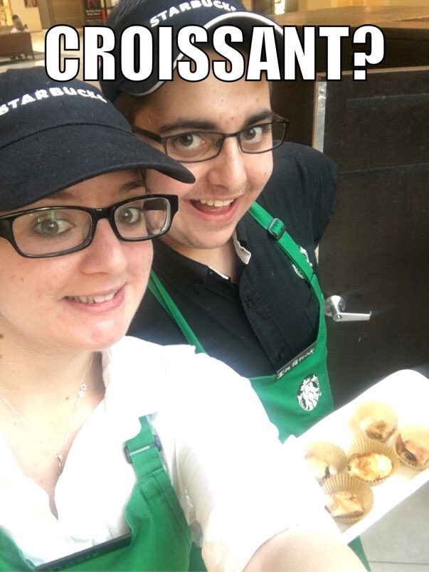 kacie_finch's tweet photo. Me and Patrick having fun on national croissant day!! #tobeapartner #thegreat38 https://t.co/iFDQZqLUQU